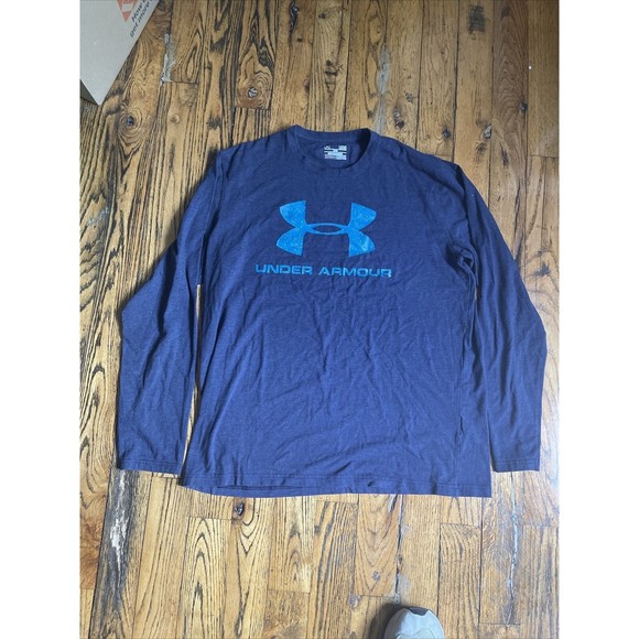 Men’s Large Under Armour Long Sleeve T Shirt Navy Blue - Picture 1 of 6